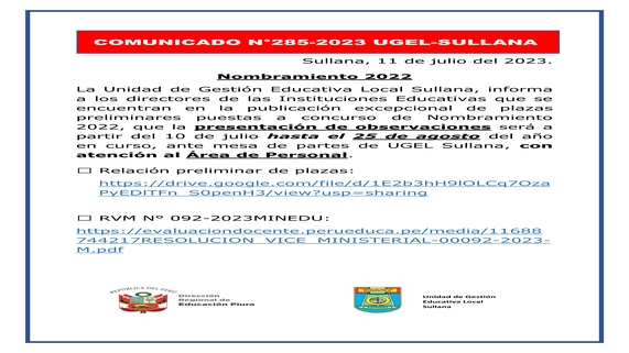 Comunicado N°285-2023