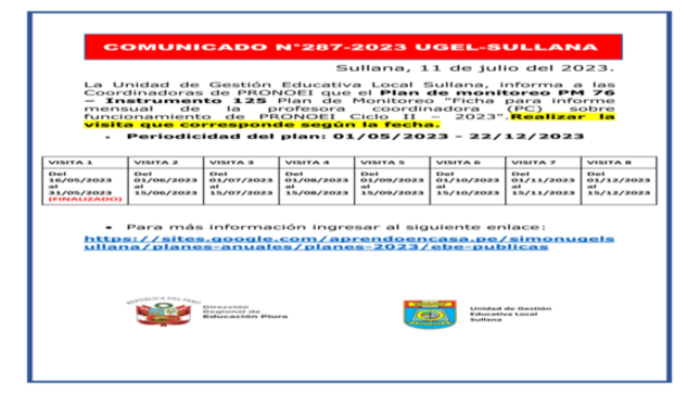 Comunicado N°287-2023
