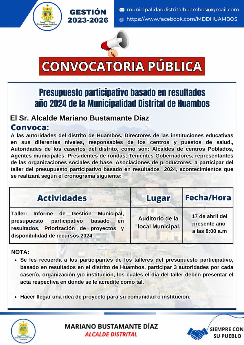 Afiche de convocatoria a presupuesto participativo