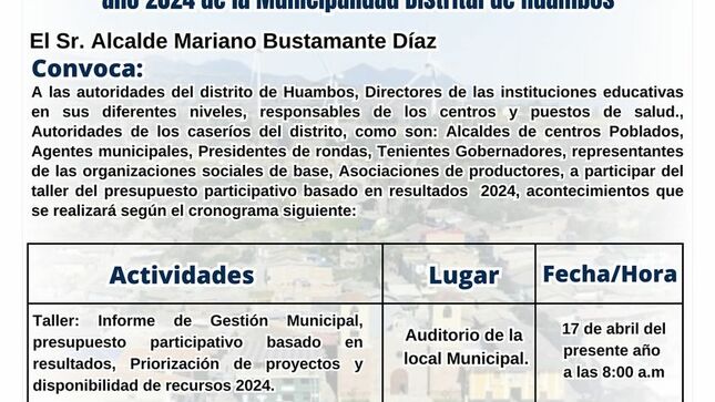 Afiche de convocatoria a presupuesto participativo
