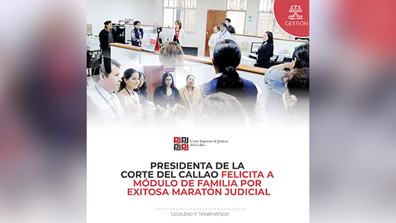 Presidenta de la Corte Superior del Callao felicitó al Módulo de Familia por la exitosa jornada de descarga procesal