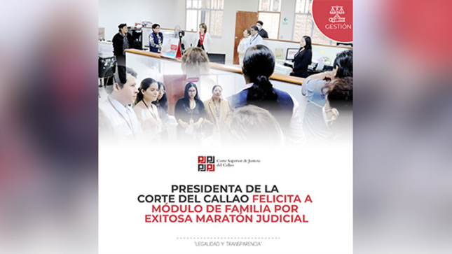 Presidenta de la Corte Superior del Callao felicitó al Módulo de Familia por la exitosa jornada de descarga procesal