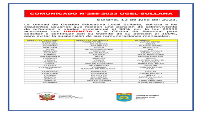 Comunicado N°288-2023