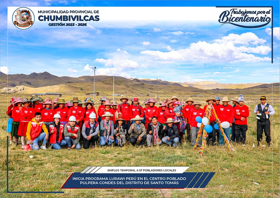 Inicia programa Lurawi Perú en el Centro Poblado Pulpera Condes del distrito de Santo Tomás - Chumbivilcas
