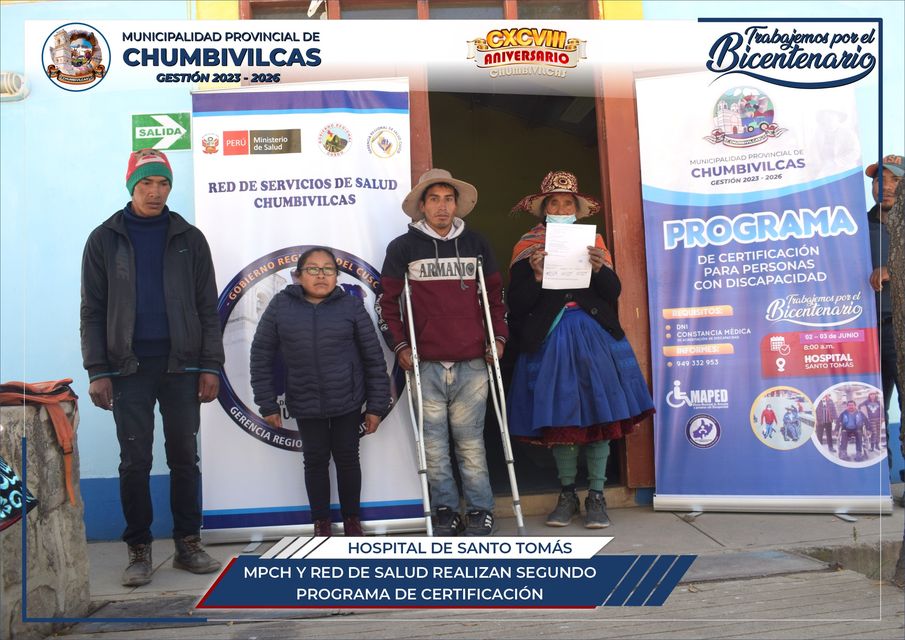 MPCH y Red de Salud Chumbivilcas realizan segundo programa de certificación a personas con discapacidad