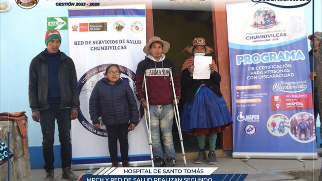 MPCH y Red de Salud Chumbivilcas realizan segundo programa de certificación a personas con discapacidad 