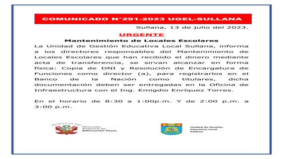 Comunicado N°291-2023