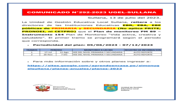 Comunicado N°292-2023