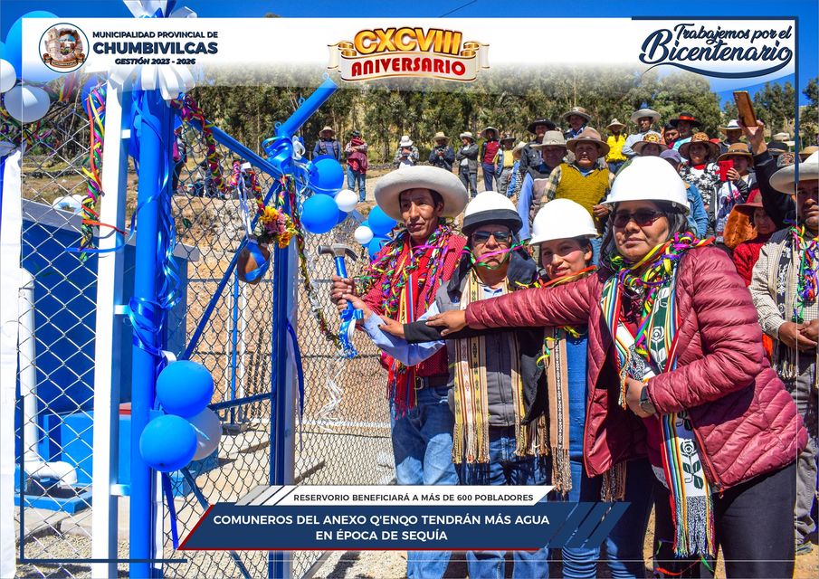 Municipalidad de Chumbivilcas inaugura reservorio en el anexo Q'enqo del distrito de Santo Tomás 