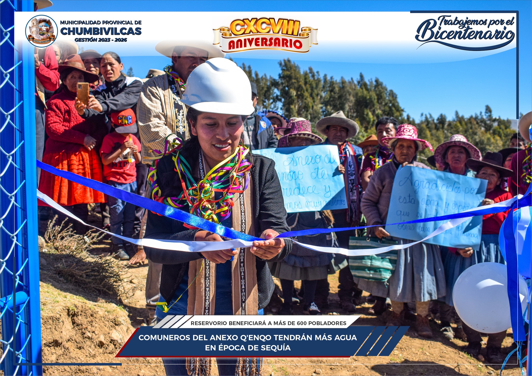 Municipalidad de Chumbivilcas inaugura reservorio en el anexo Q'enqo del distrito de Santo Tomás 