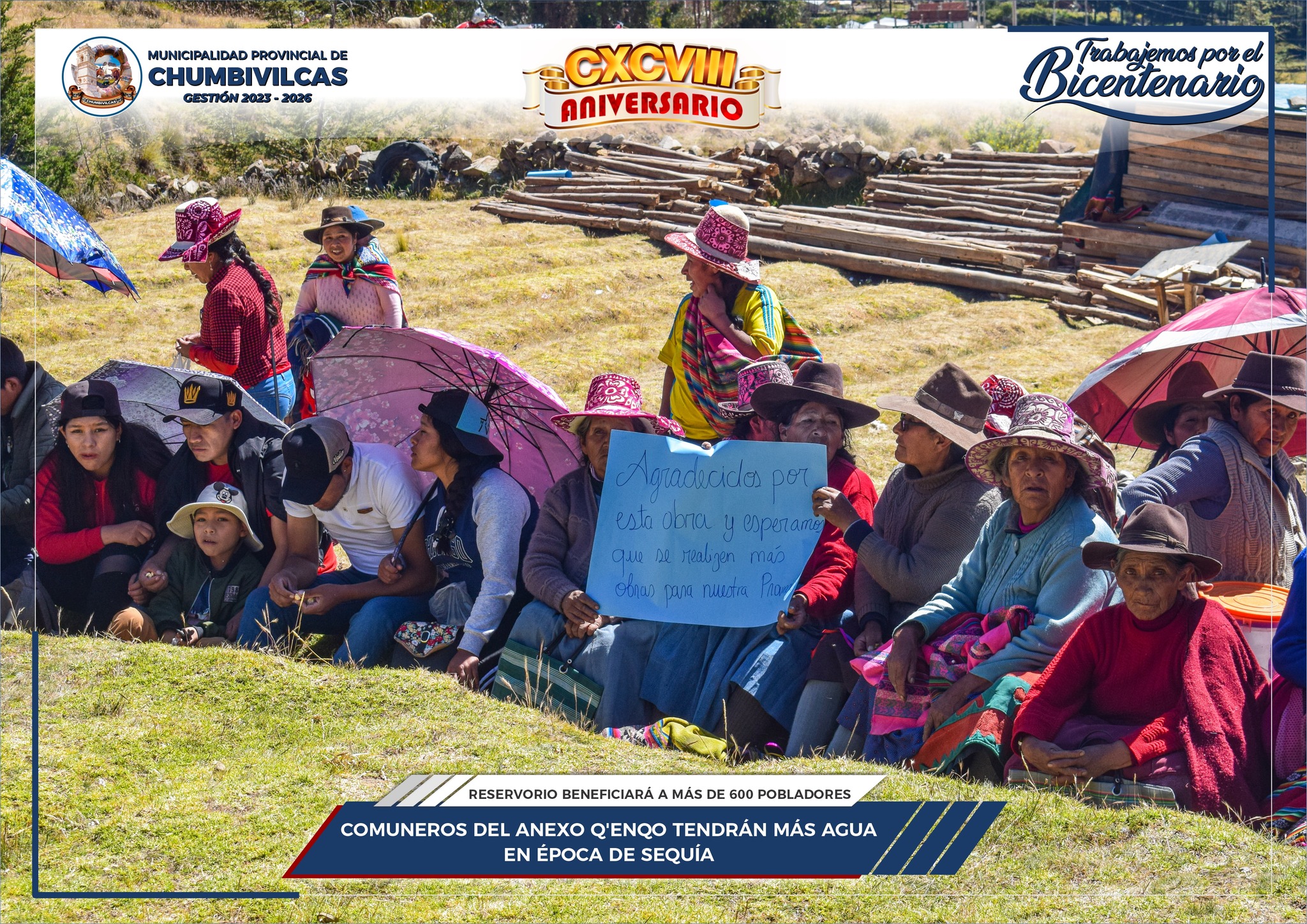 Municipalidad de Chumbivilcas inaugura reservorio en el anexo Q'enqo del distrito de Santo Tomás 