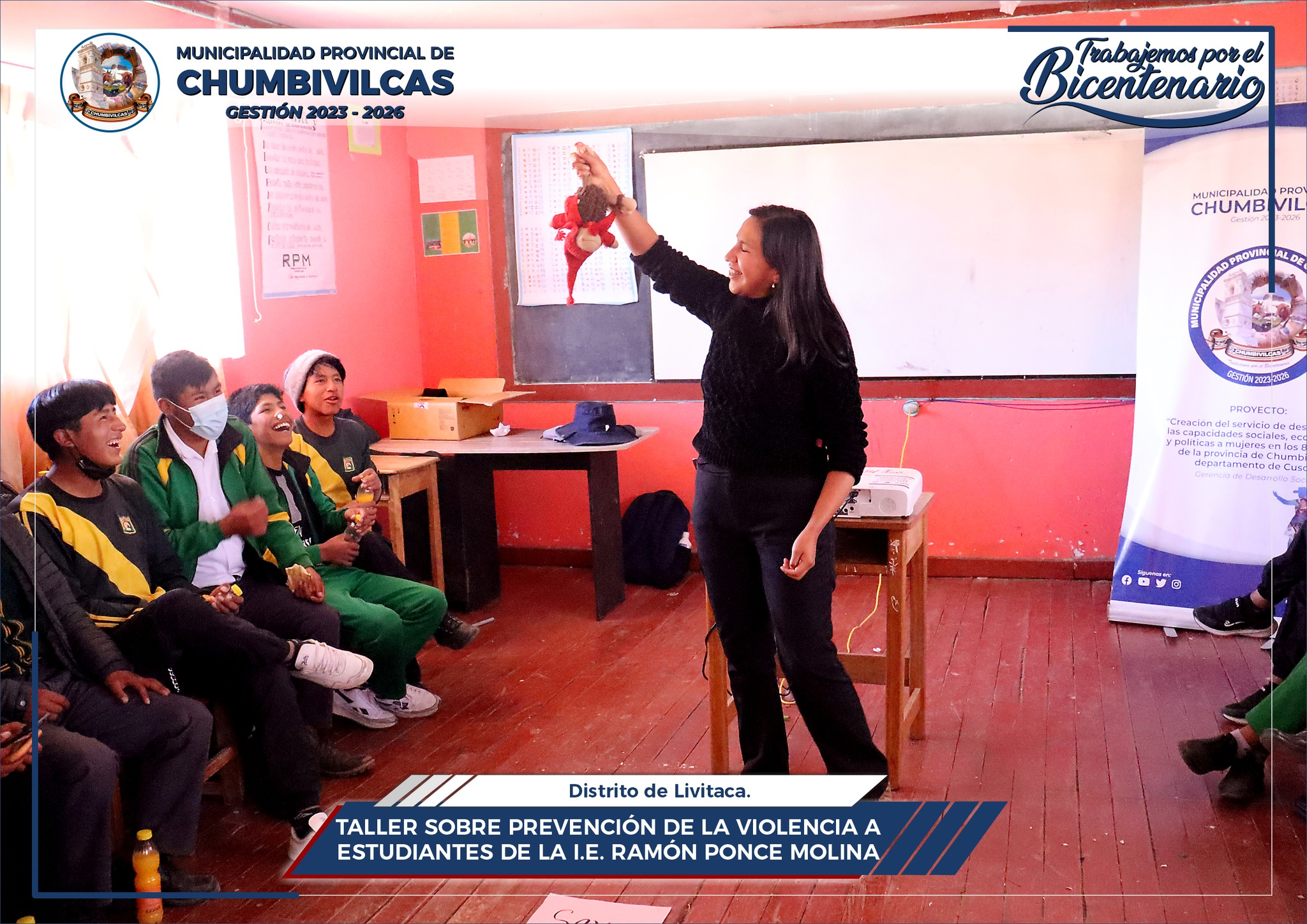 Municipalidad de Chumbivilcas realiza taller de prevención de violencia a estudiantes de la I.E. Ramón Ponce Molina de Livitaca