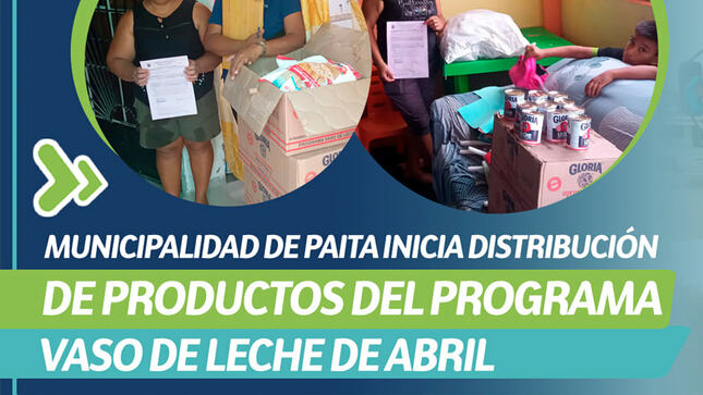 Entrega de productos del vaso de leche 