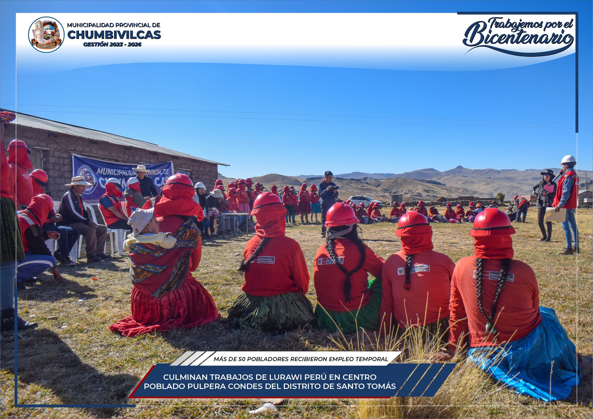 Culminan trabajos de Lurawi Perú en el Centro Poblado Pulpera Condes del distrito de Santo Tomás - Chumbivilcas
