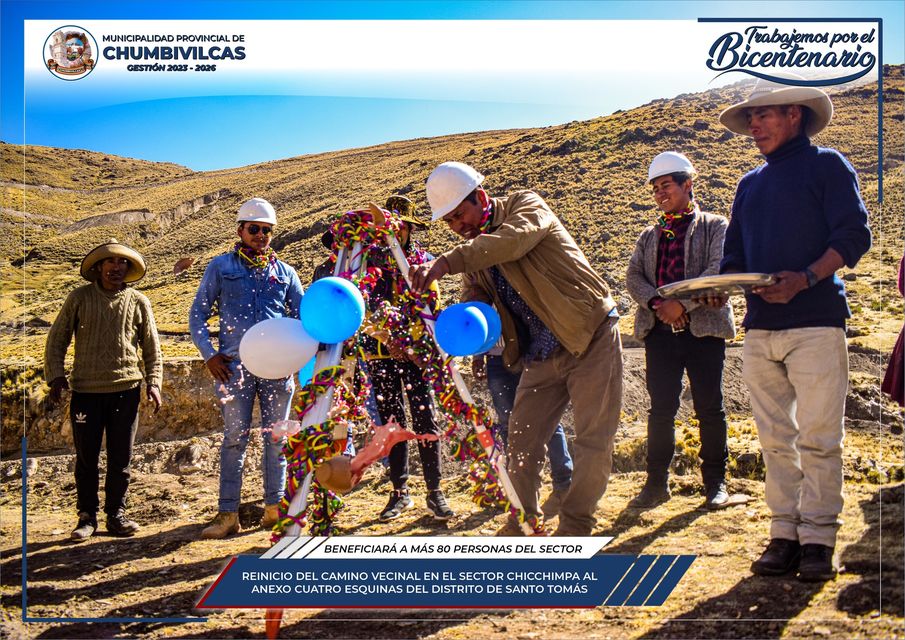 Municipalidad de Chumbivilcas reinicia obra de camino vecinal en el sector Chicchimpa al anexo Cuatro Esquinas del distrito de Santo Tomás