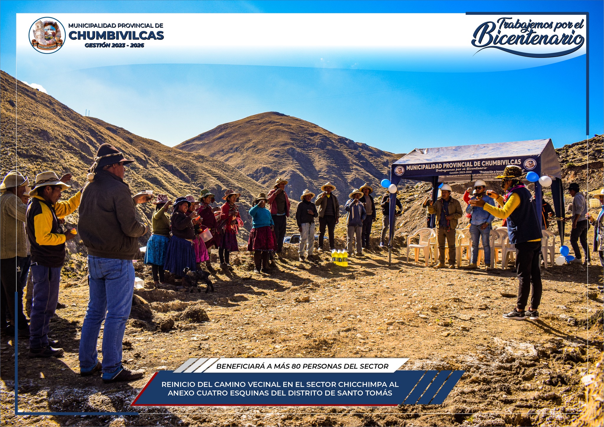 Municipalidad de Chumbivilcas reinicia obra de camino vecinal en el sector Chicchimpa al anexo Cuatro Esquinas del distrito de Santo Tomás