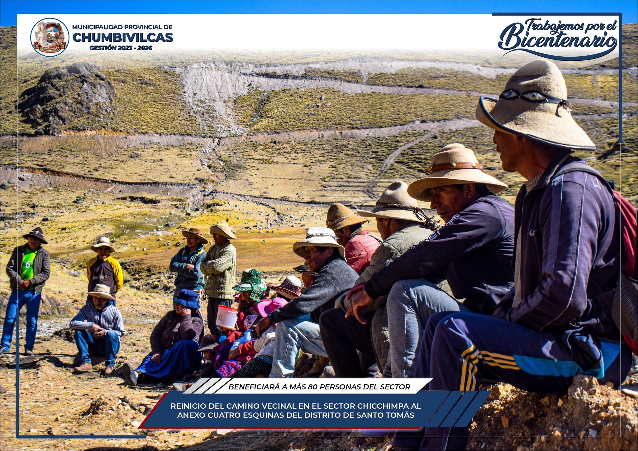 Municipalidad de Chumbivilcas reinicia obra de camino vecinal en el sector Chicchimpa al anexo Cuatro Esquinas del distrito de Santo Tomás