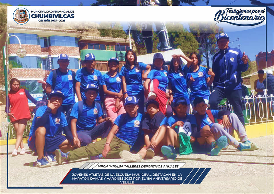 Jóvenes atletas de la escuela municipal de Chumbivilcas destacan en la maratón damas y varones 2023 por el 184 aniversario de Velille