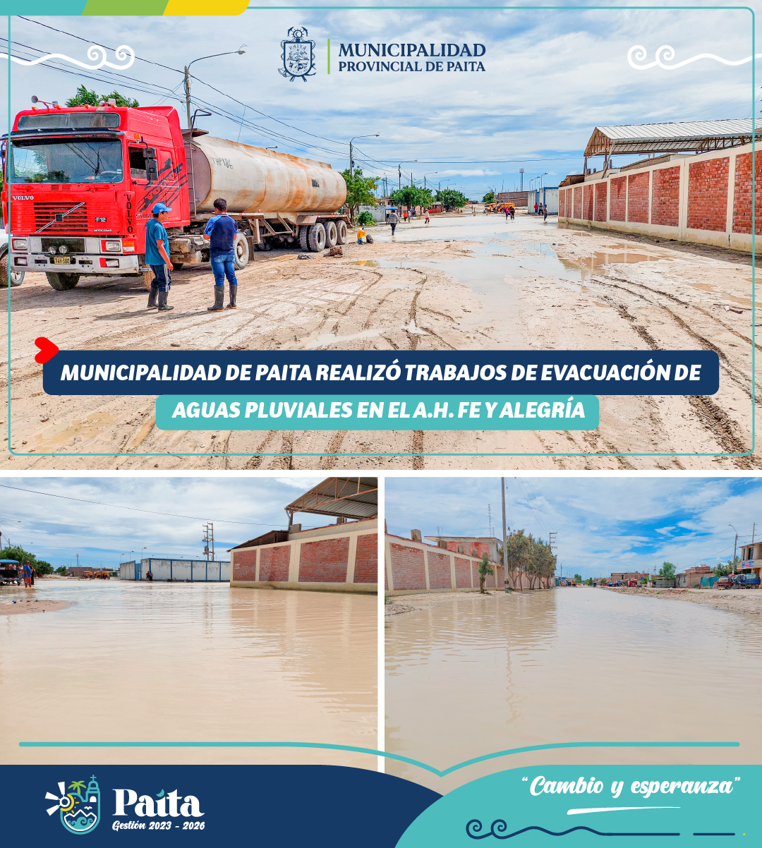 Trabajo de evacuación de aguas pluviales