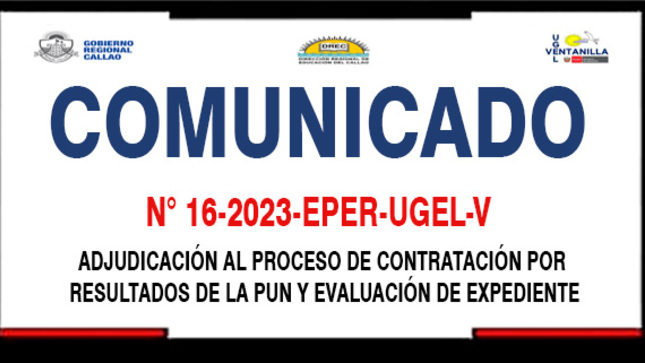 COMUNICADO N° 16-2023-EPER-UGEL-V