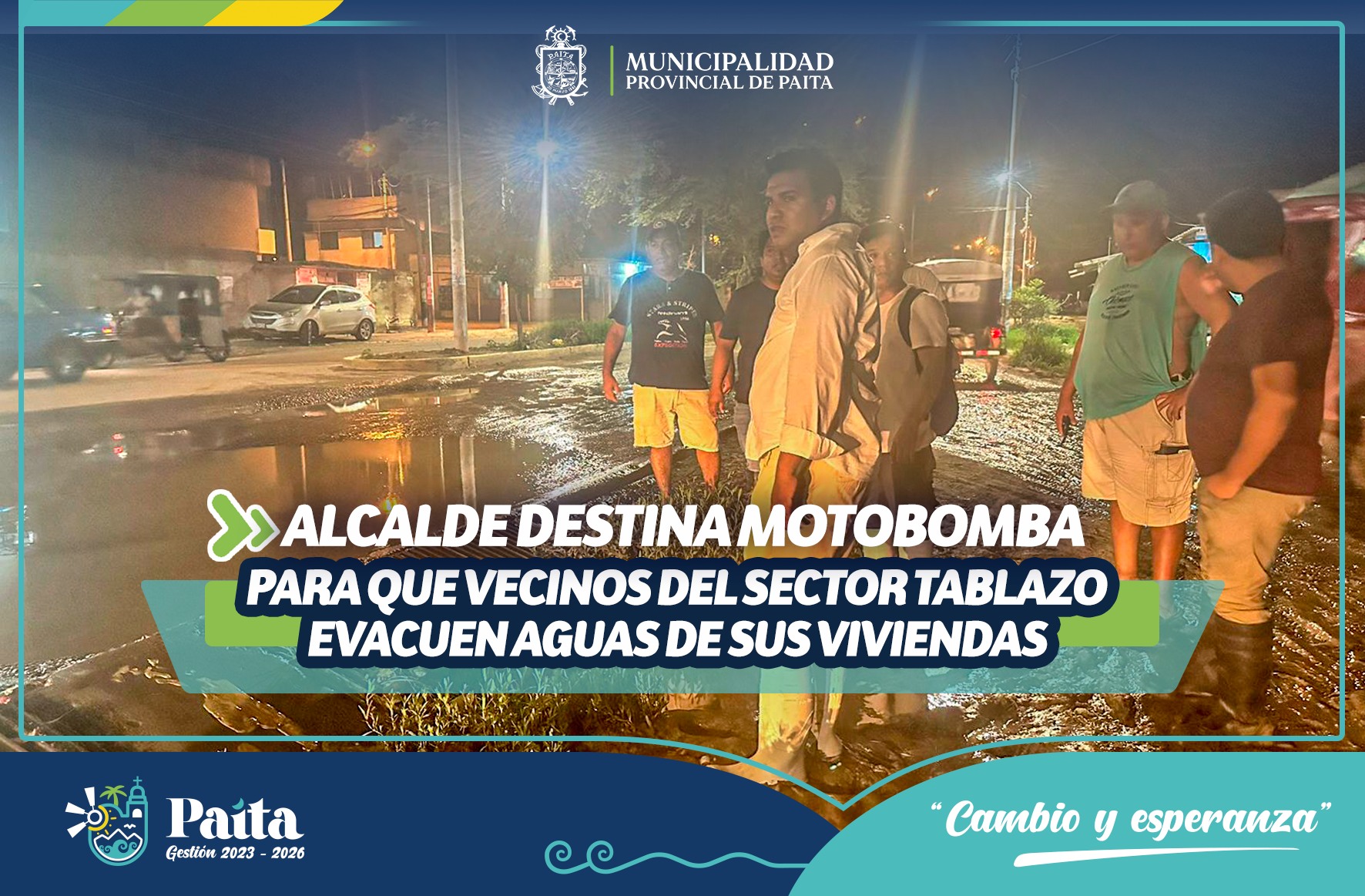 Motobomba para vecinos del Sector Tablazo