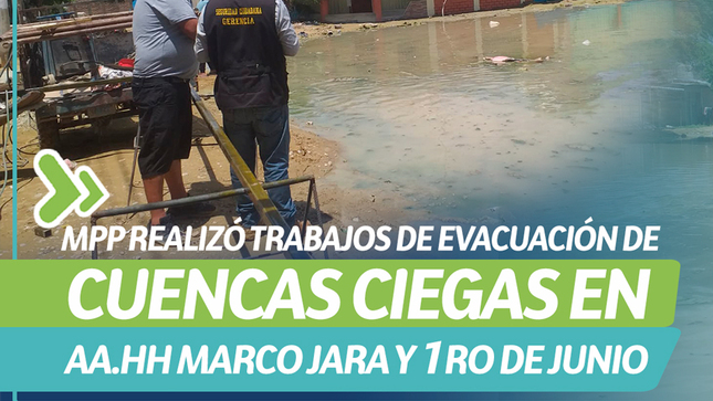 Trabajos de evacuación de cuencas ciegas AH Marcos Jara y 1 Junio