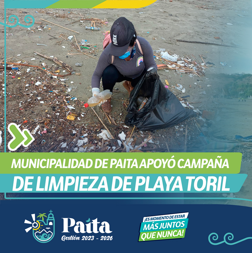 Municipalidad de Paita apoya limpieza de playa toril