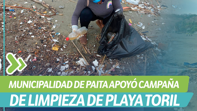 Municipalidad de Paita apoya limpieza de playa toril