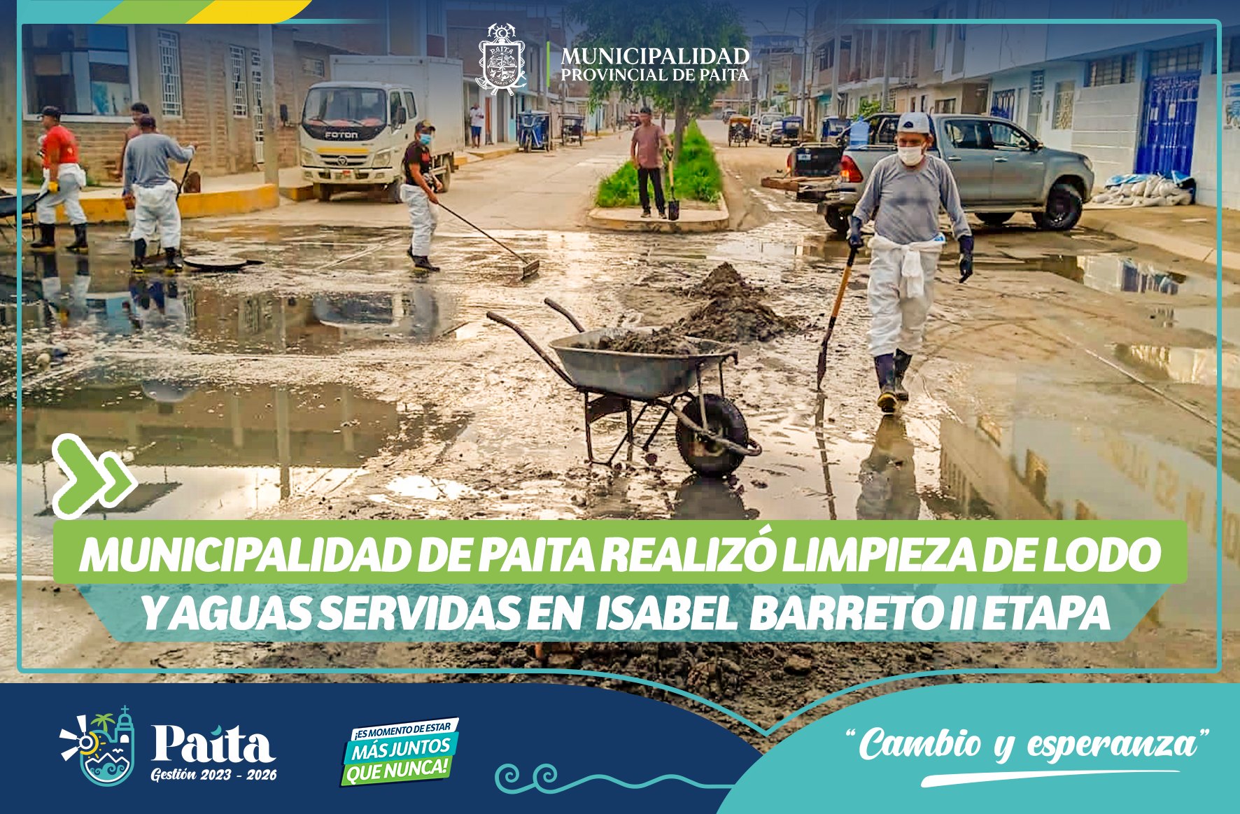 Limpieza de lodo en Isabel Barreto II Etapa