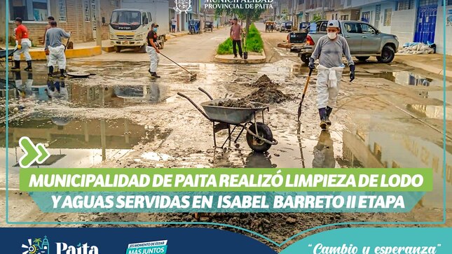 Limpieza de lodo en Isabel Barreto II Etapa