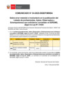 Vista preliminar de documento Comunicado N° 04: Sobre error material e involuntario en la publicación del Listado de profesionales, Aptos, Observados y Extemporáneos que solicitaron convalidar el SERUMS, según la Ley N° 31654