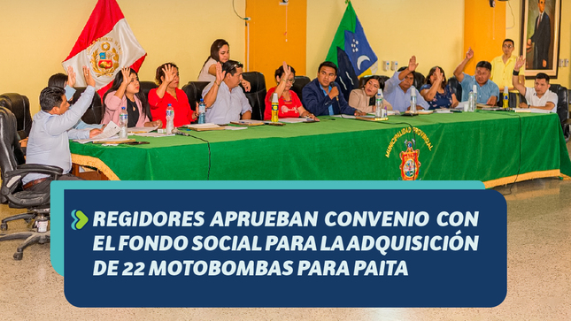 Convenio con Fondo Social para adquisición de 22 motobombas 