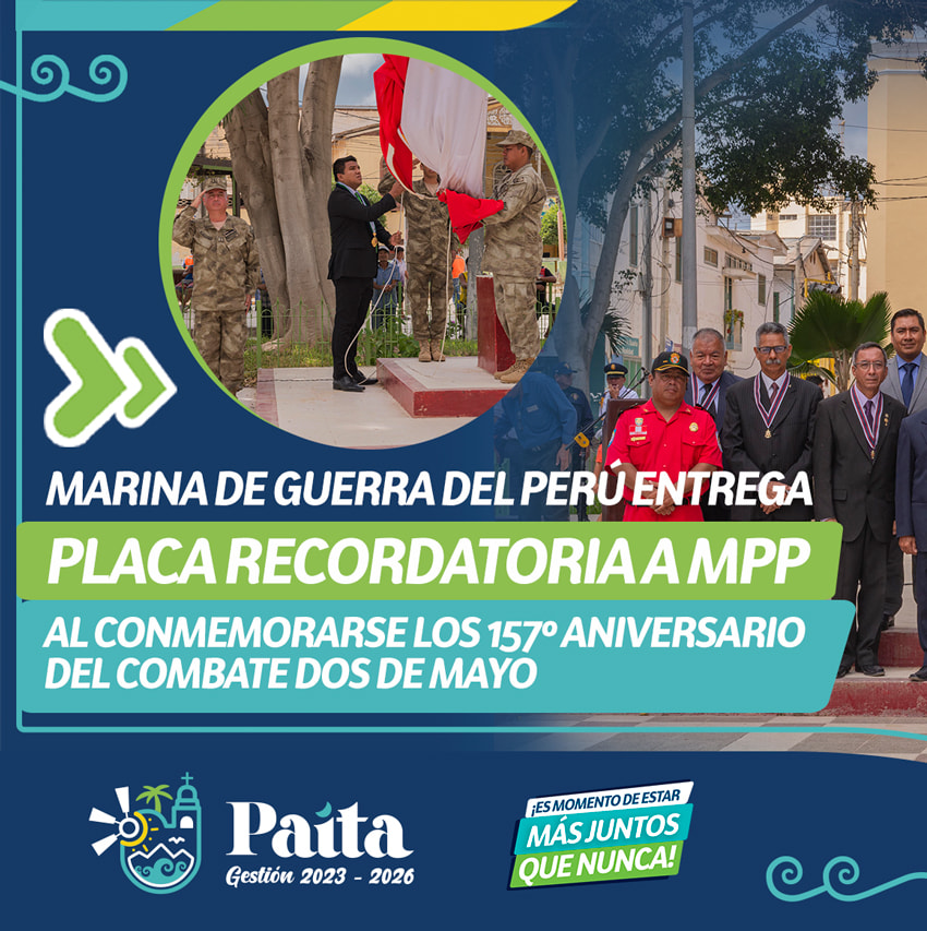 Marina de guerra entrega placa recordatoria a Municipalidad de Paita