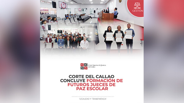 Corte del Callao concluye formación de futuros jueces de paz escolar