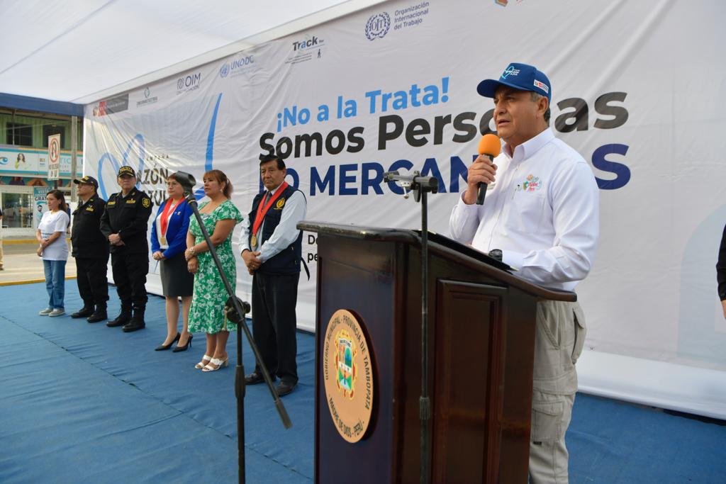 Ministro del Interior lanza campaña Corazón Azul en Madre de Dios y fortalece la lucha contra la trata de personas