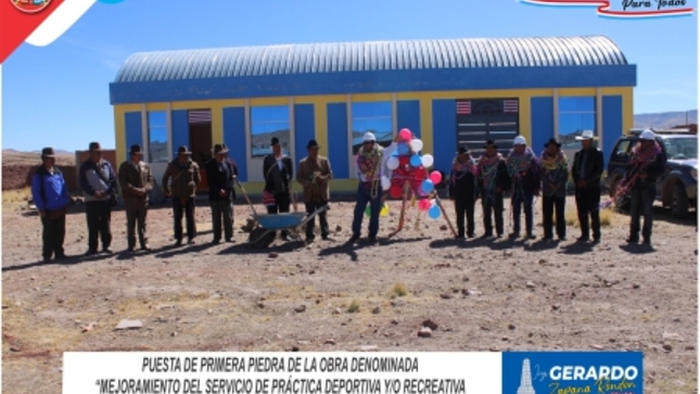 Llevan a cabo puesta de primera piedra de la obra denominada “Mejoramiento del servicio de práctica deportiva y/o recreativa de  la comunidad de San Sebastián.

Nuestro alcalde de la Municipalidad Distrital de Zepita Ing. Gerardo Zapana Rondón acompañado de su Concejo Municipal, hoy 15 de julio del 2023, efectuaron la puesta de primera piedra de la obra denominada “Mejoramiento del Servicio de Práctica Deportiva y/o Recreativa en la Comunidad de San Sebastián.

Participaron del acontecimiento el presidente de la comunidad de San Sebastián Sr. Marcos Rivera Rosas, teniente gobernador de la jurisdicción y comunidad en general. 

Señalar que, esta obra se ejecuta con la finalidad de crear adecuadas condiciones para el desarrollo prácticas deportivas y recreativas de los pobladores de la comunidad San Sebastián del distrito de Zepita.
