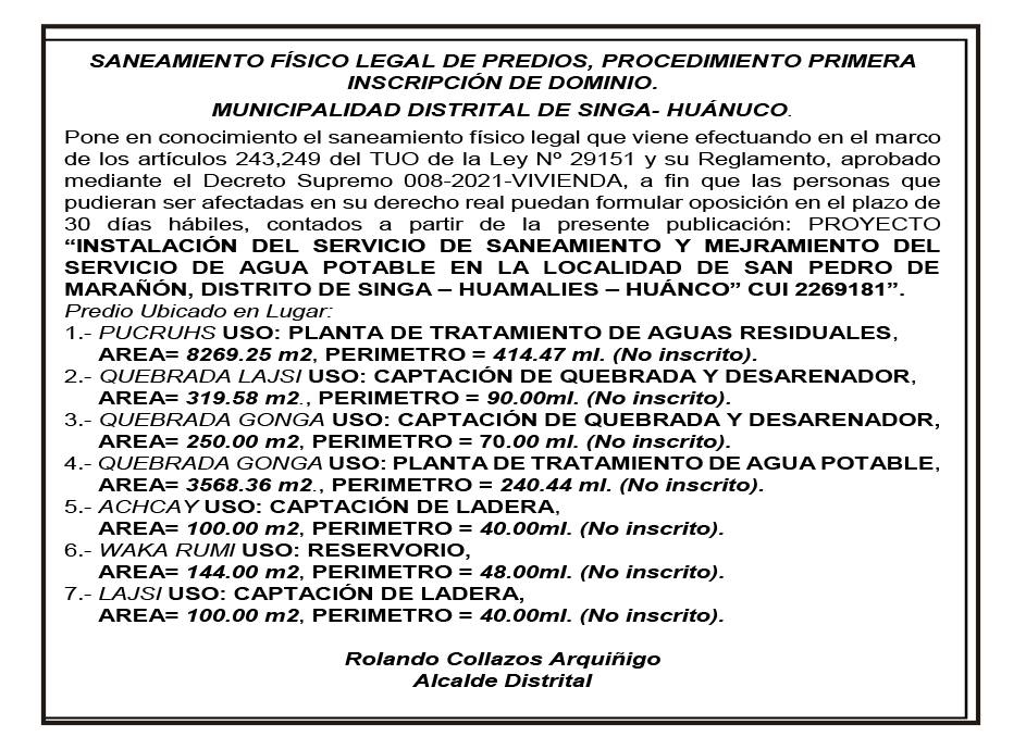 saneamiento de físico legal de predios  