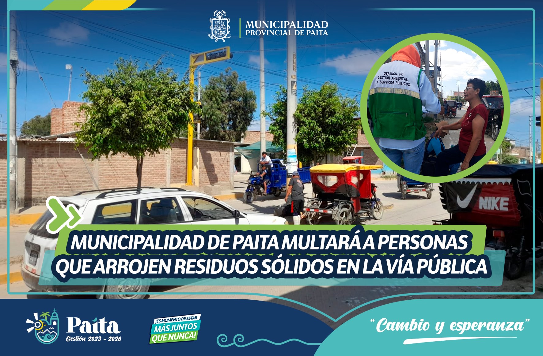 Multa por arrojar residuos sólidos a las vías publicas