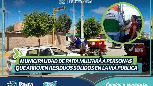 Multa por arrojar residuos sólidos a las vías publicas