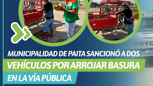 Sanción a 2 vehículos por arrojar basura