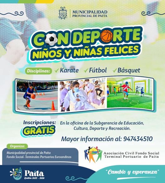 Continúan inscripciones para academia deportiva “con deporte niños y niñas felices”
