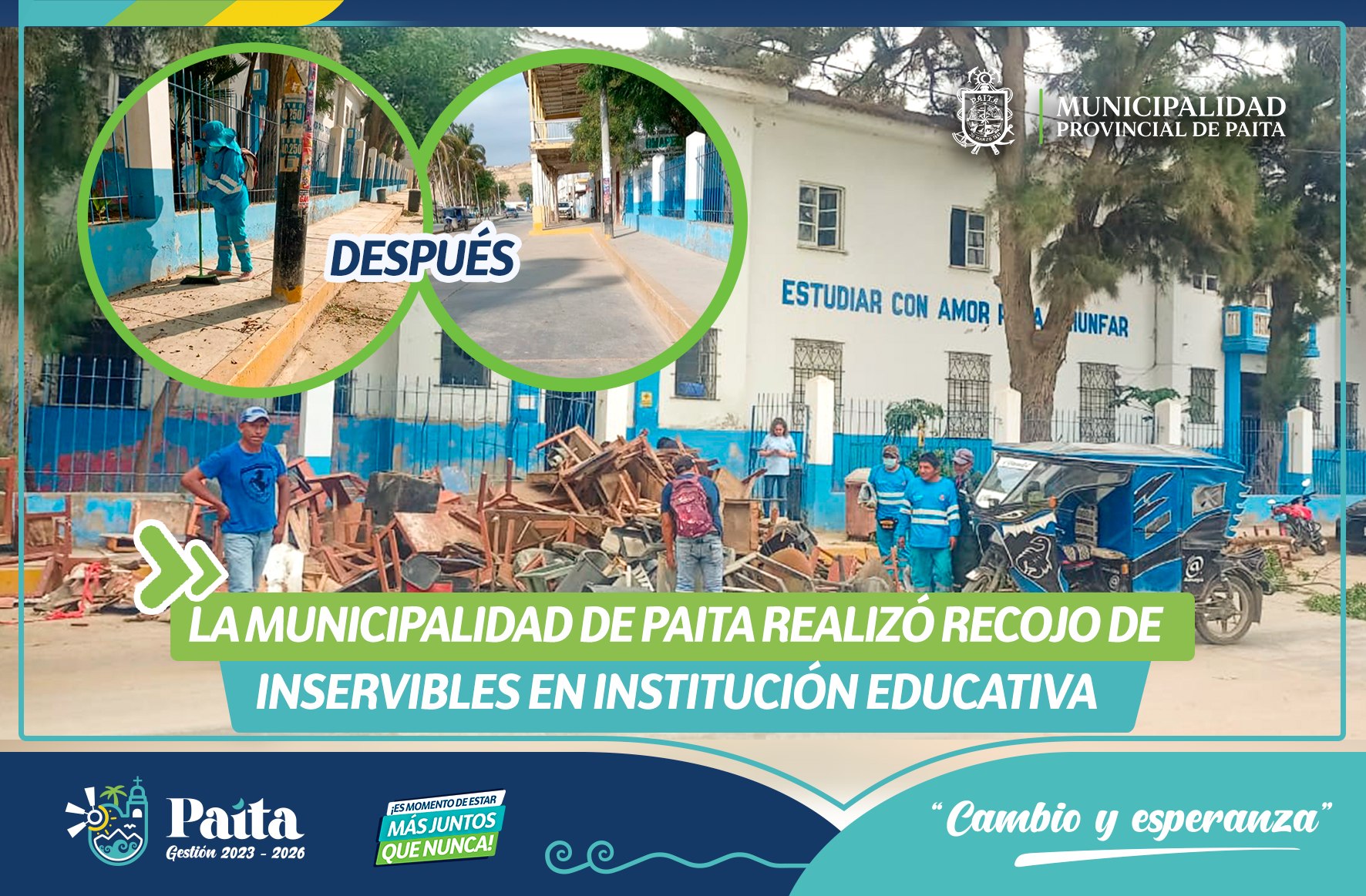 Municipalidad de Paita realizó recojo de inservibles en institución educativa