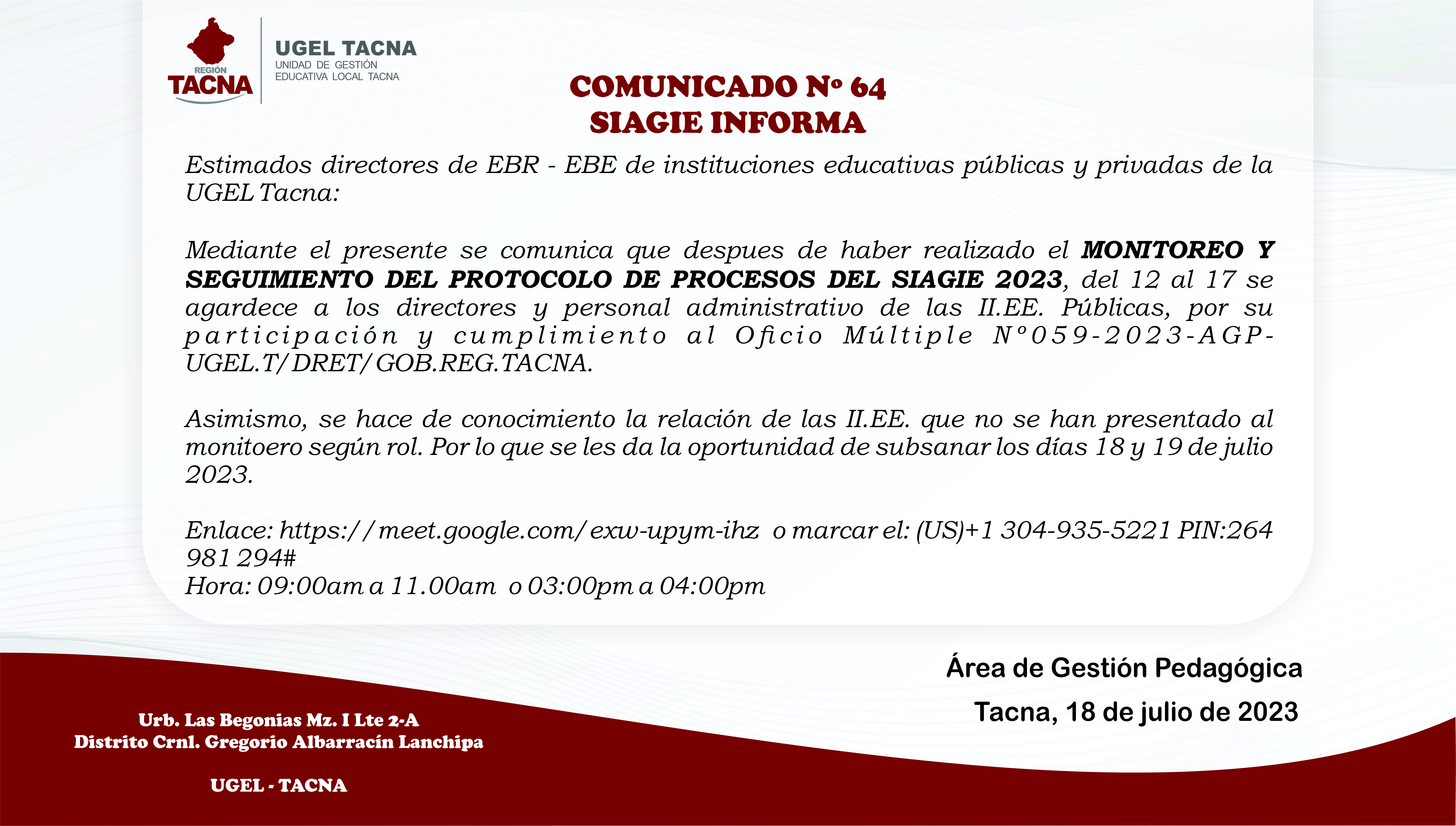 Archivo JPG de comunicado