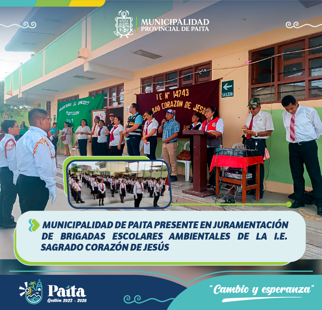 Municipalidad de Paita presente en juramentación de brigadas escolares