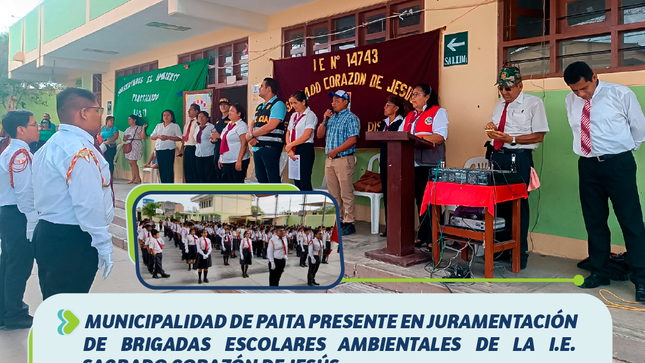 Municipalidad de Paita presente en juramentación de brigadas escolares