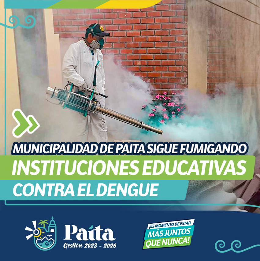 Municipalidad de Paita sigue fumigando instituciones educativas