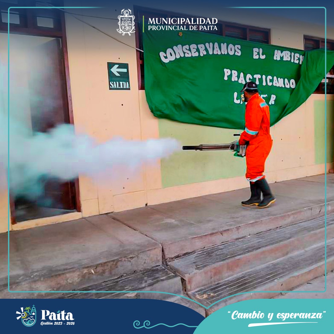 Municipalidad de Paita sigue fumigando instituciones educativas