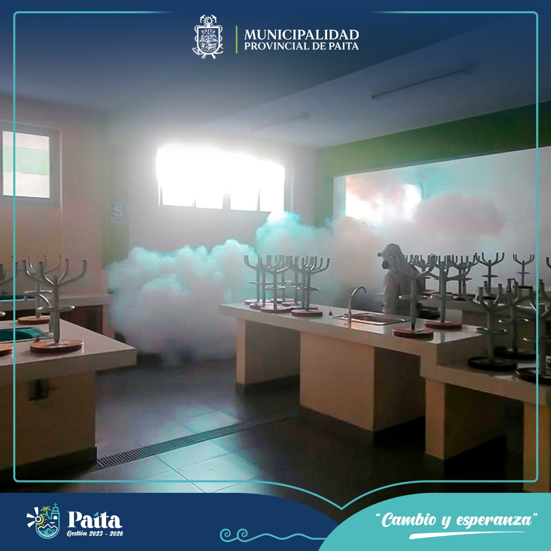Municipalidad de Paita sigue fumigando instituciones educativas