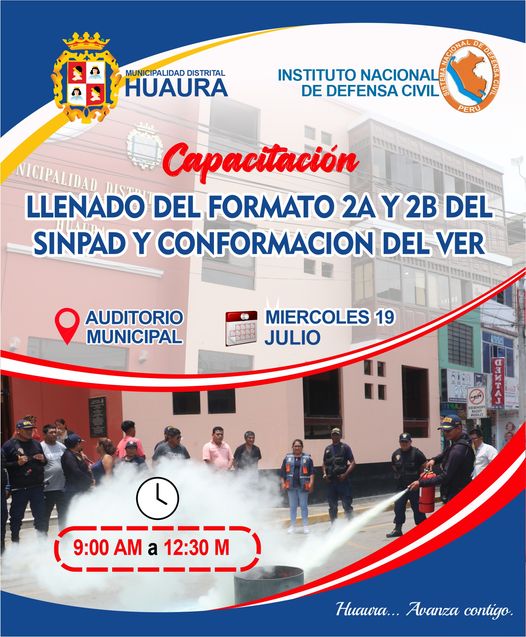 INDECI Y MUNICIPALIDAD DE HUAURA REALIZARAN CAPACITACIÓN PARA LA CONFORMACIÓN DEL VOLUNTARIADO EN EMERGENCIA Y REHABILITACIÓN.