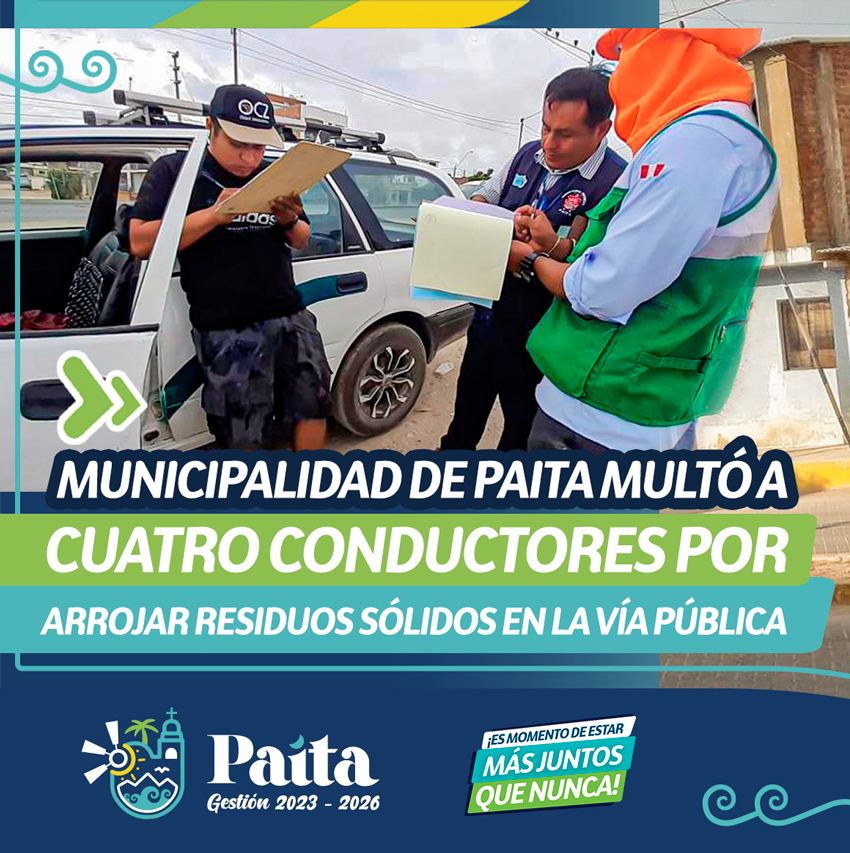 Municipalidad de Paita multó a cuatro conductores